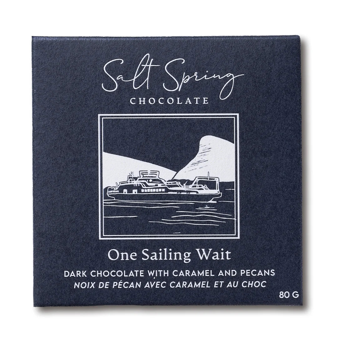 Salt Spring Chocolate - One Sailing Wait Dark Chocolate Pecan & Caramel Bar