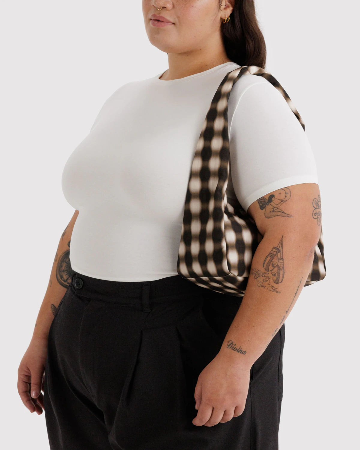 Small Nylon Meringue Bag -  Blurred Gingham Brown