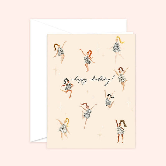 Birthday Disco Girls Card: White