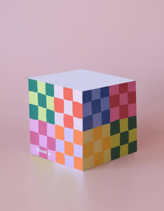 Sticky Note Cube - Rainbow Check