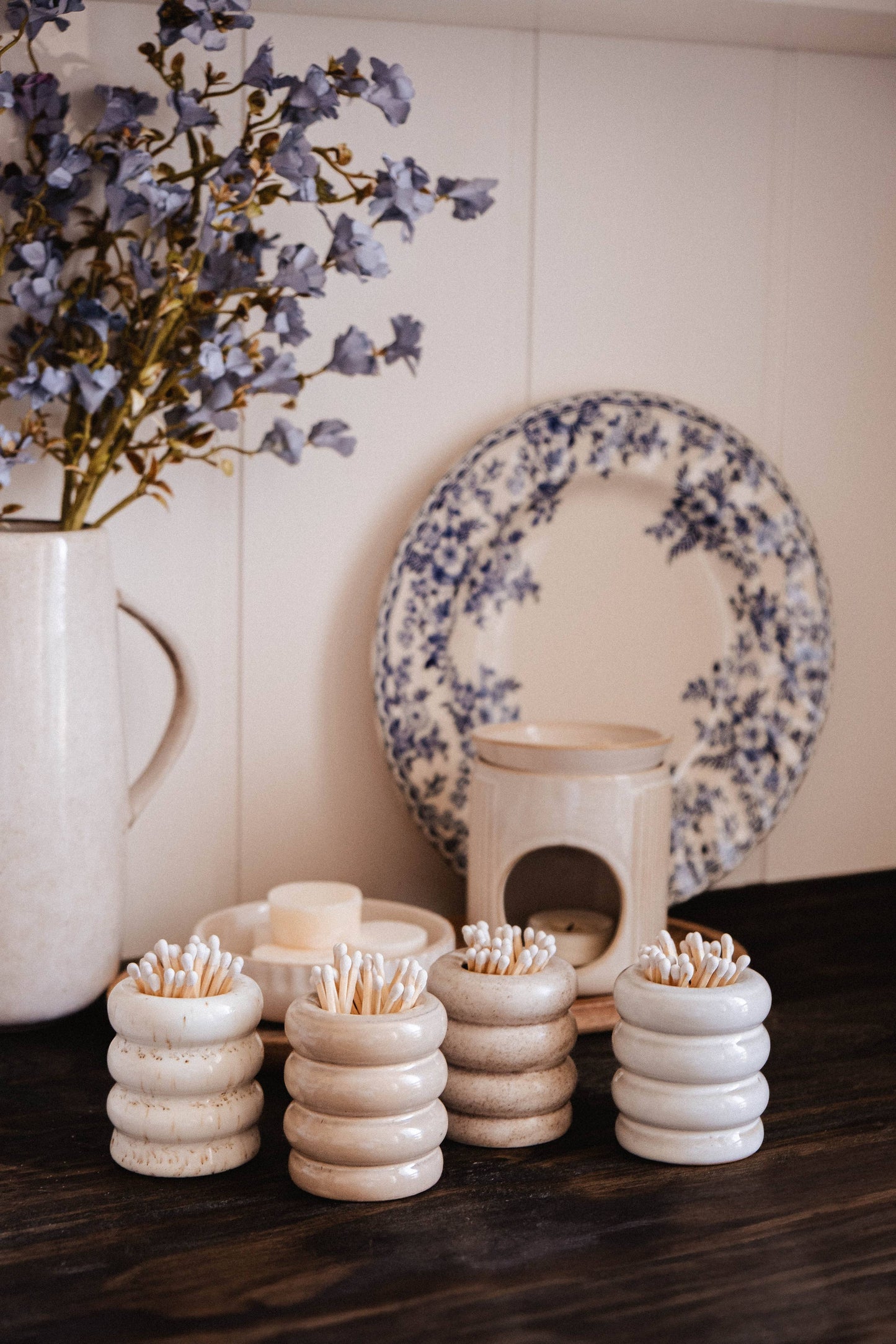 Ceramic match pot: White