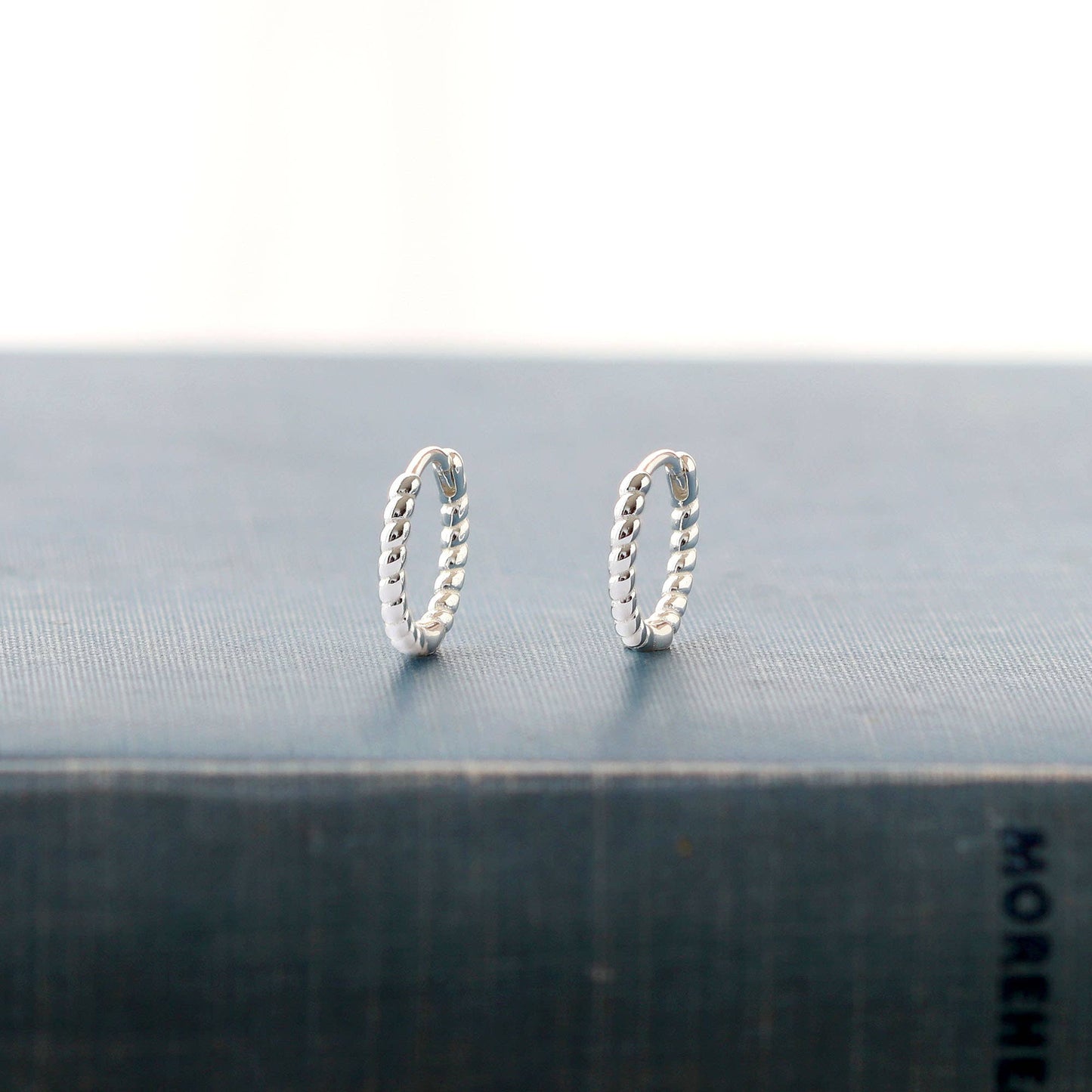Earrings - Twisted Hinged Huggie Hoop - Sterling Silver