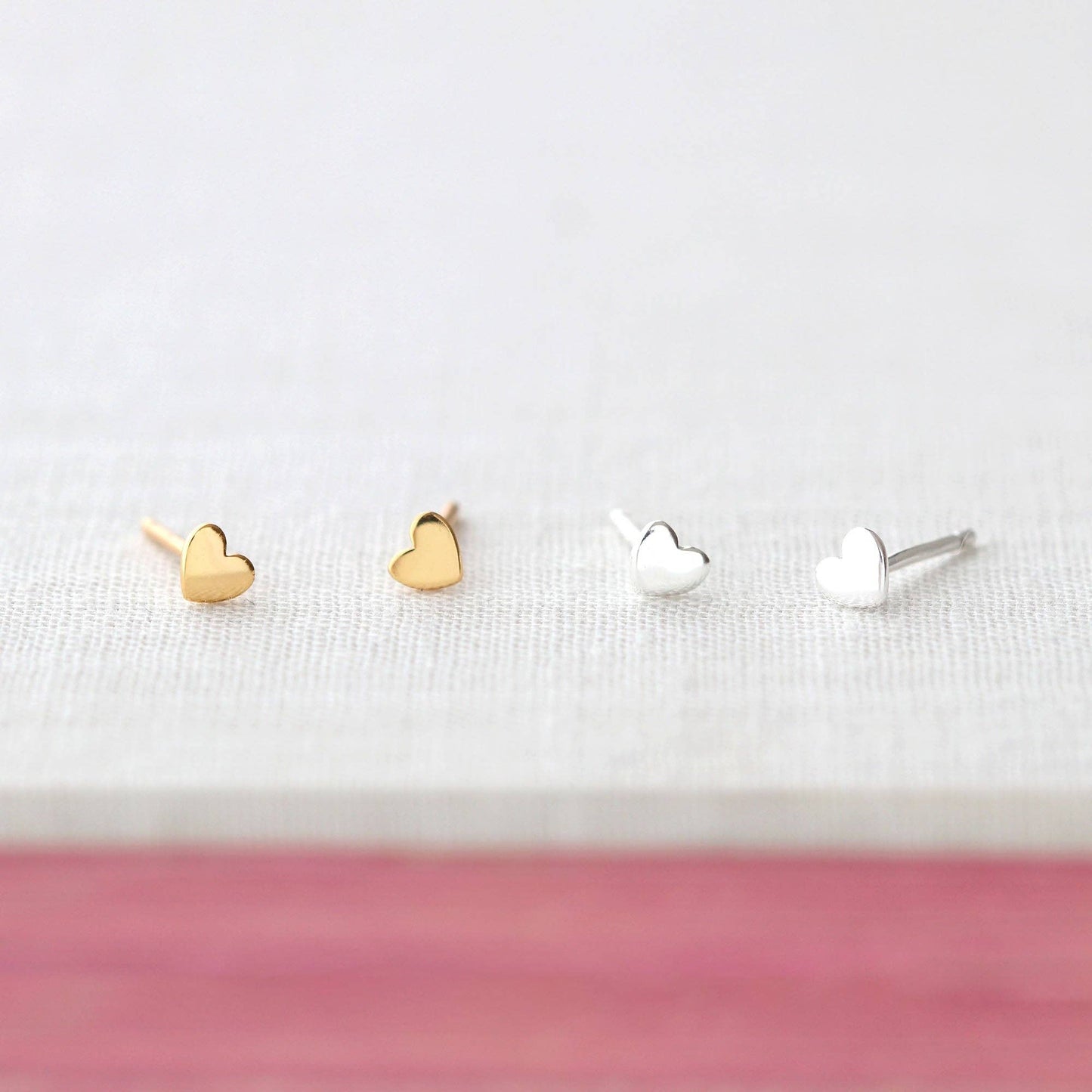 Tiny Heart Stud Earrings: 18K Gold Vermeil