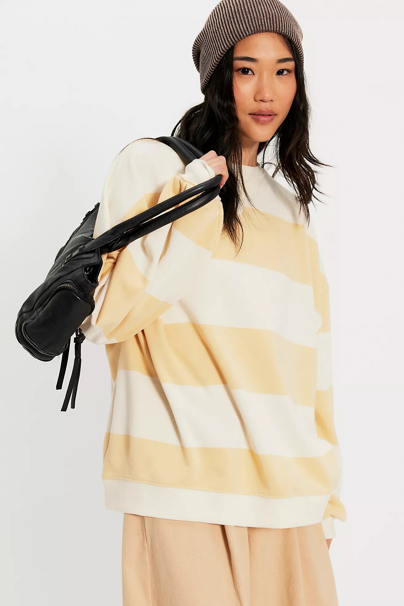Free People Classic Striped Oversized Crewneck