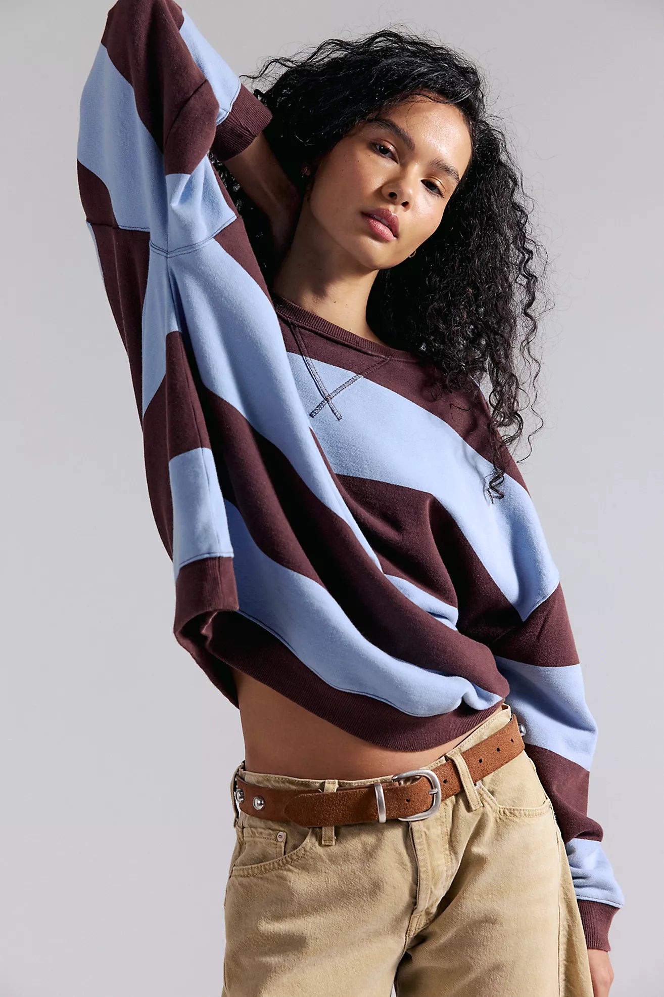 Free People Classic Striped Oversized Crewneck