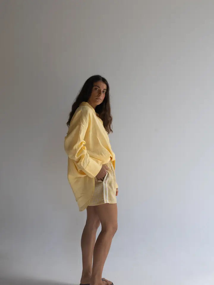 Locolinen Stripe short | Butter Check