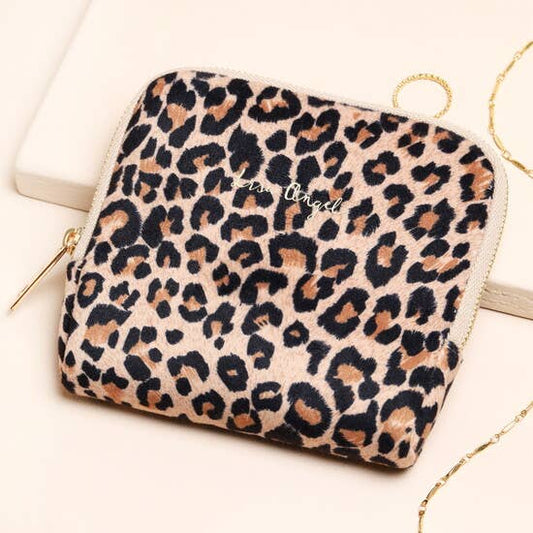 Jewelery Case - Leopard Print Velvet Pouch