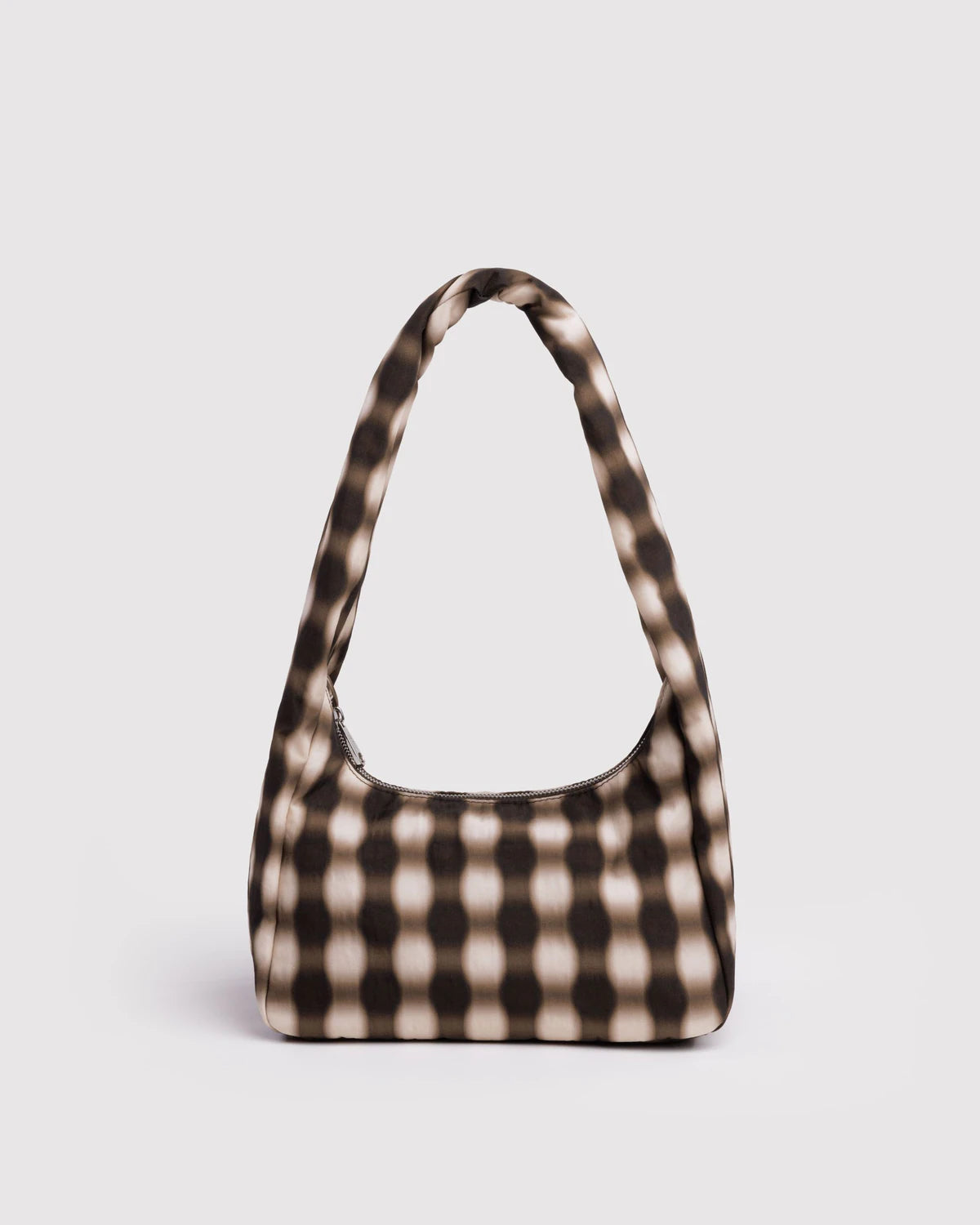 Small Nylon Meringue Bag -  Blurred Gingham Brown