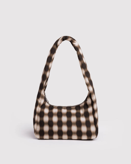 Small Nylon Meringue Bag -  Blurred Gingham Brown