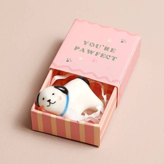 Tiny Matchbox Ceramic Tokens: Dog