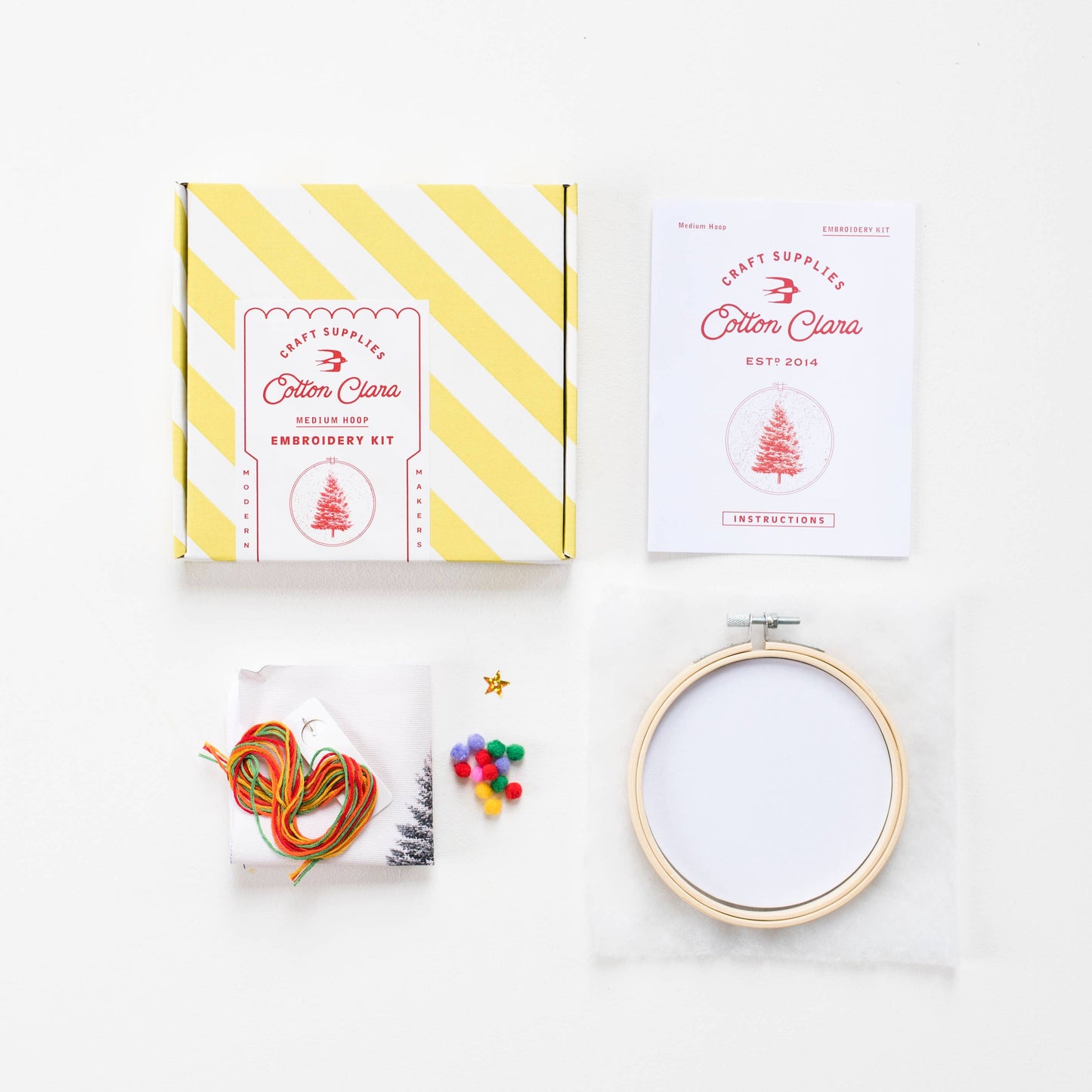 Embroidery Hoop Kit - Christmas Tree - Pink