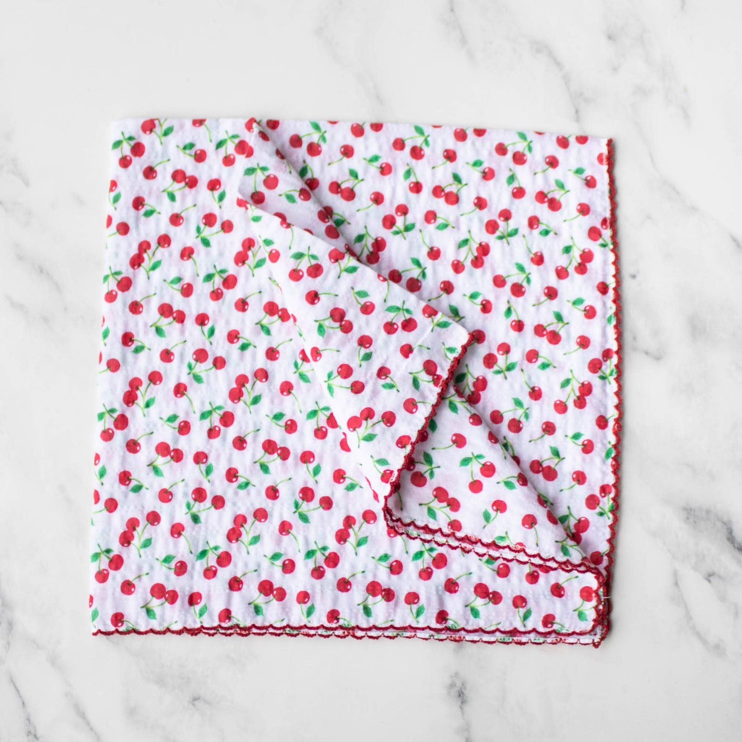 Scarf - Cherry Cotton -  White/Red