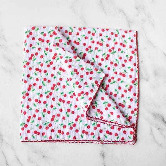 Scarf - Cherry Cotton -  White/Red