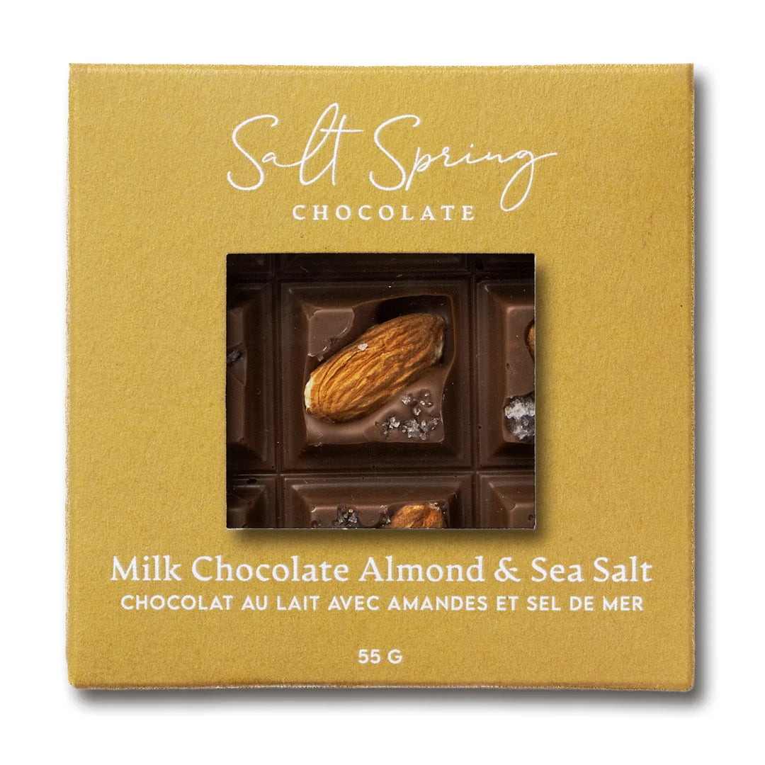Salt Spring Chocolate - Milk Chocolate Almond & Sea Salt Peekaboo Bar