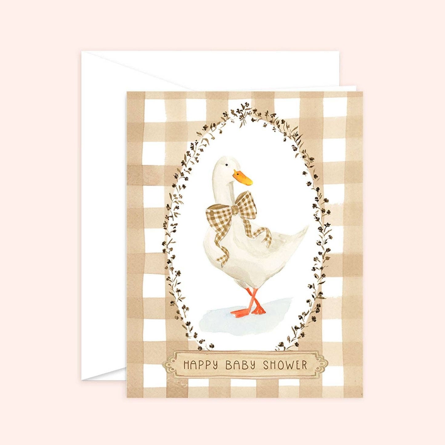 Plaid Baby Shower Card | Goose Card: White