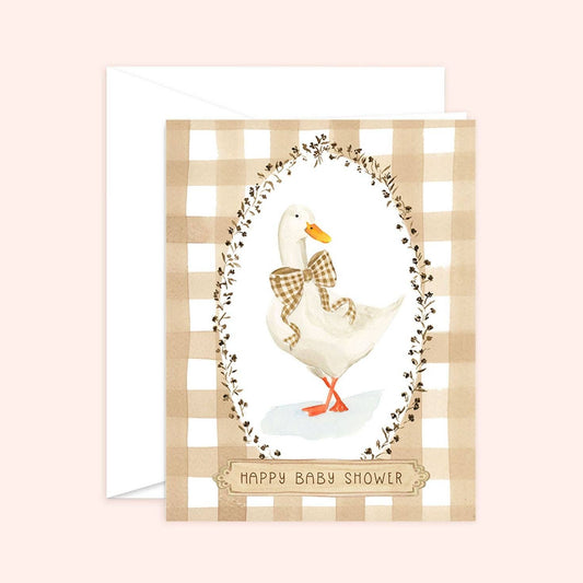 Plaid Baby Shower Card | Goose Card: White