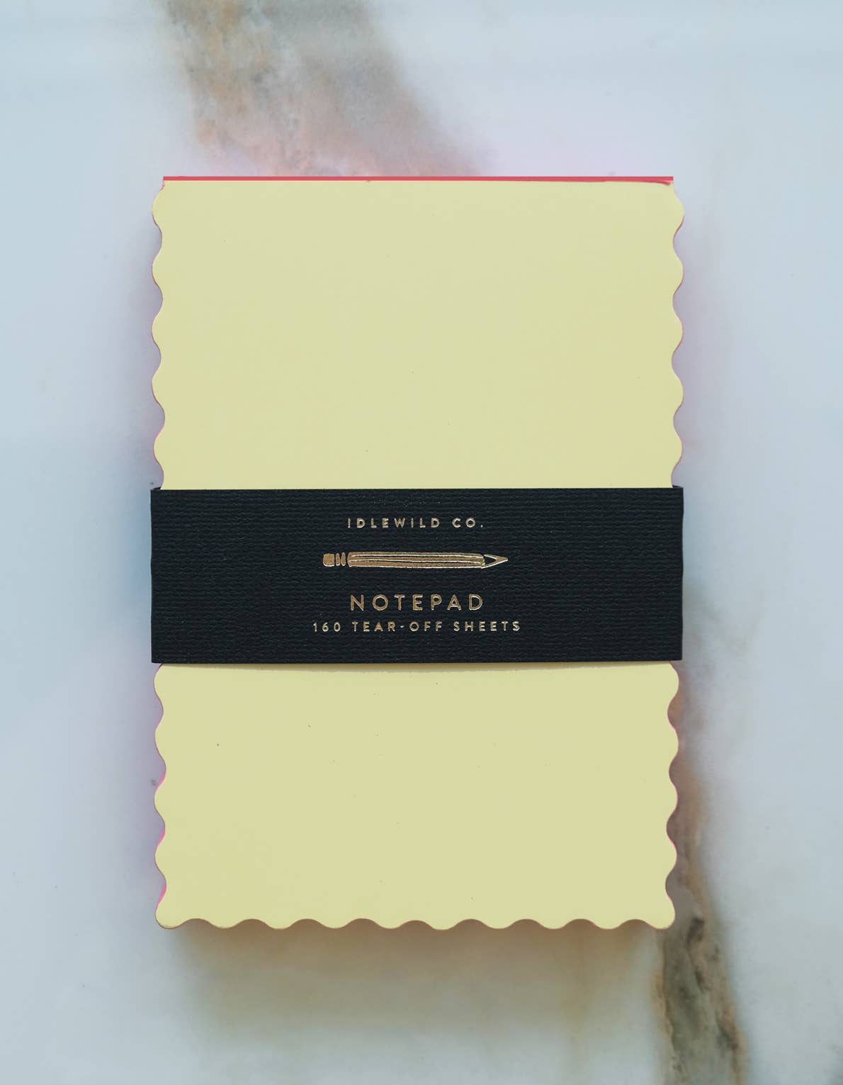 Notepad - Mini Wave Shaped | Citron + Hot Coral Edge