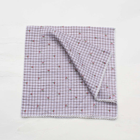 Scarf - Cottage Mini Checker With Cherry Khaki