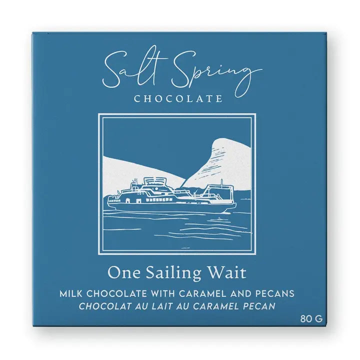 Salt Spring Chocolate - One Sailing Wait Milk Chocolate Pecan & Caramel Bar