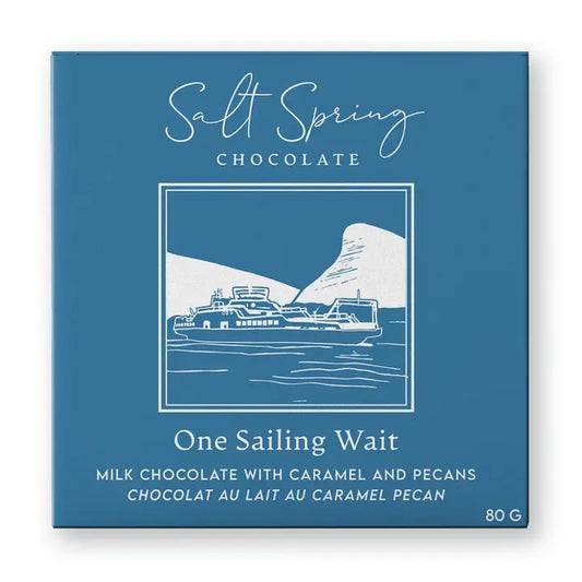 Salt Spring Chocolate - One Sailing Wait Milk Chocolate Pecan & Caramel Bar