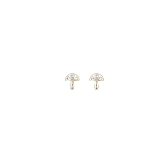 Mushroom Crystal Stud Earrings | Sterling Silver