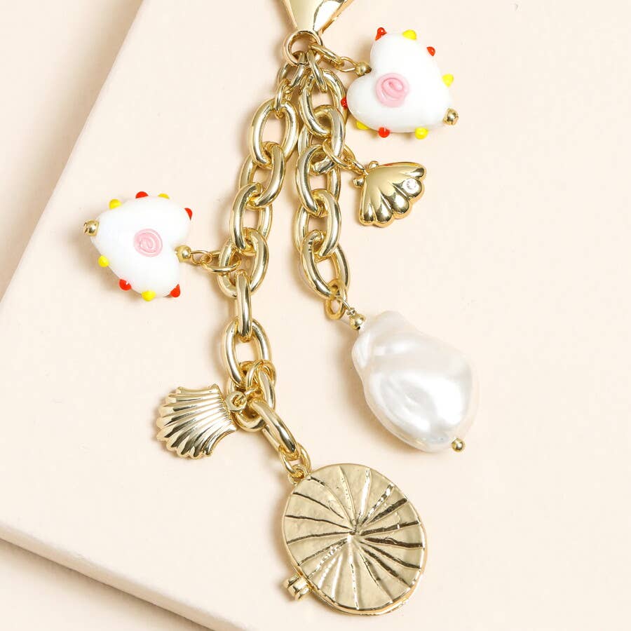 Chunky Heart and Pearl Keyring and Bag Charm