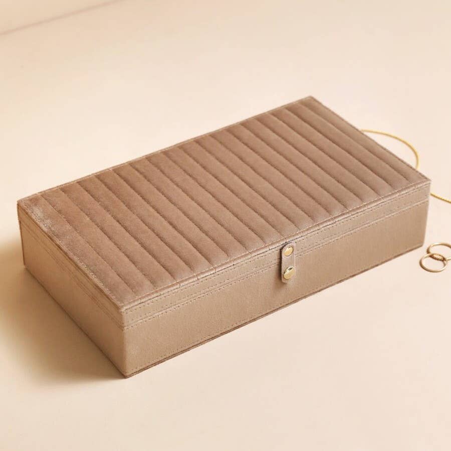 Jewelery Box - Taupe Quilted Velvet