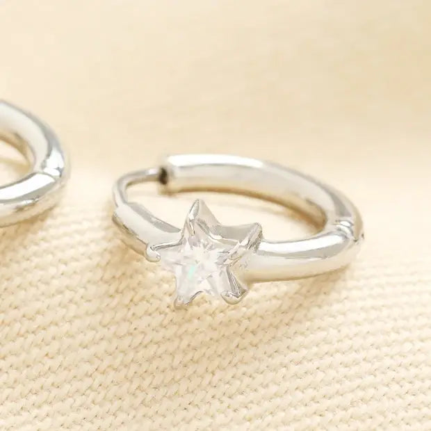 Earrings - Crystal Star Huggie Hoop