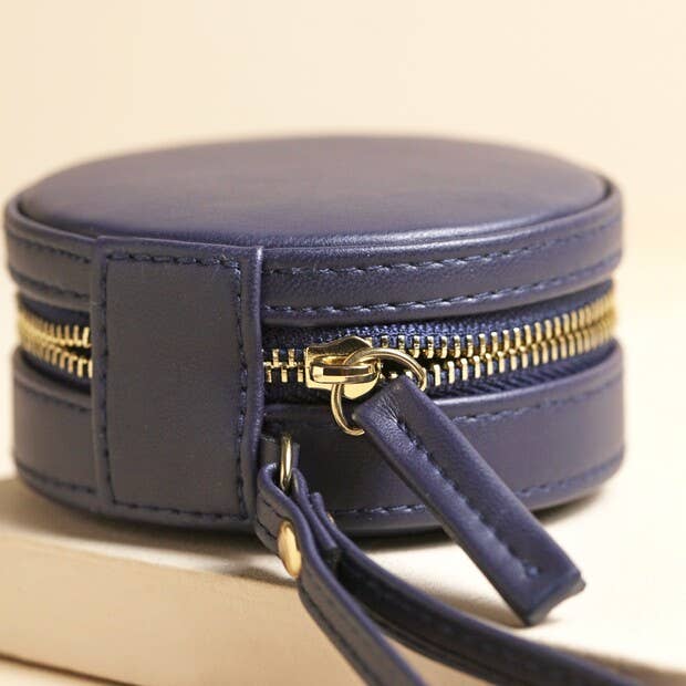 Jewellery Case -  Round Travel in Navy