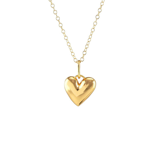 Puffy Heart Charm Necklace | 18K Gold Vermeil