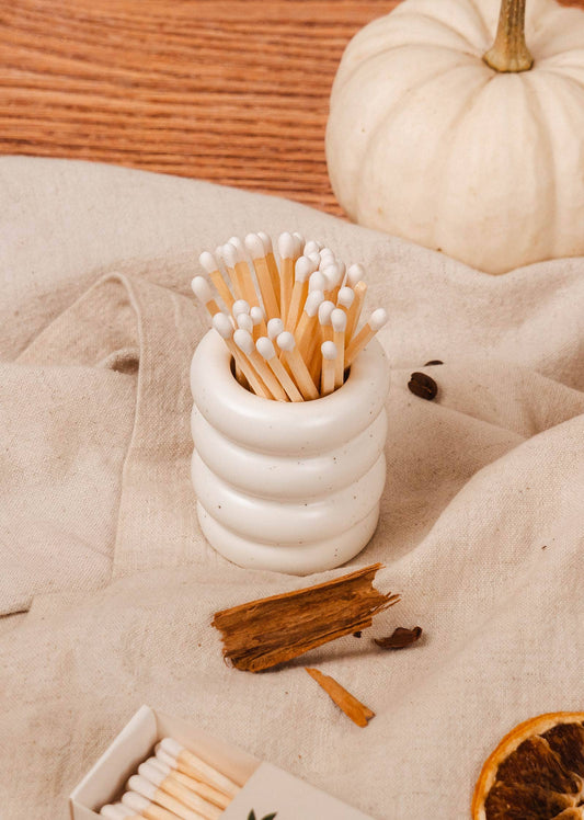 Ceramic match pot: White