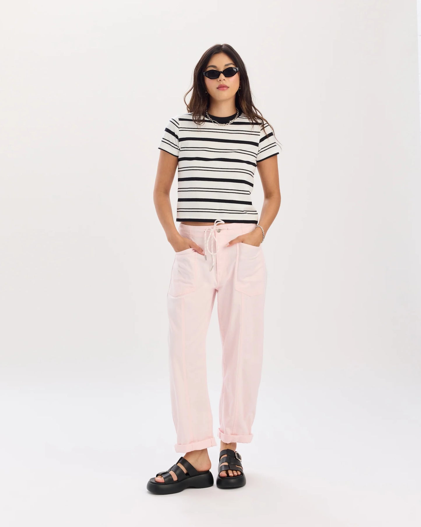 Daze Villa Barrel Pant | Pink Stripe