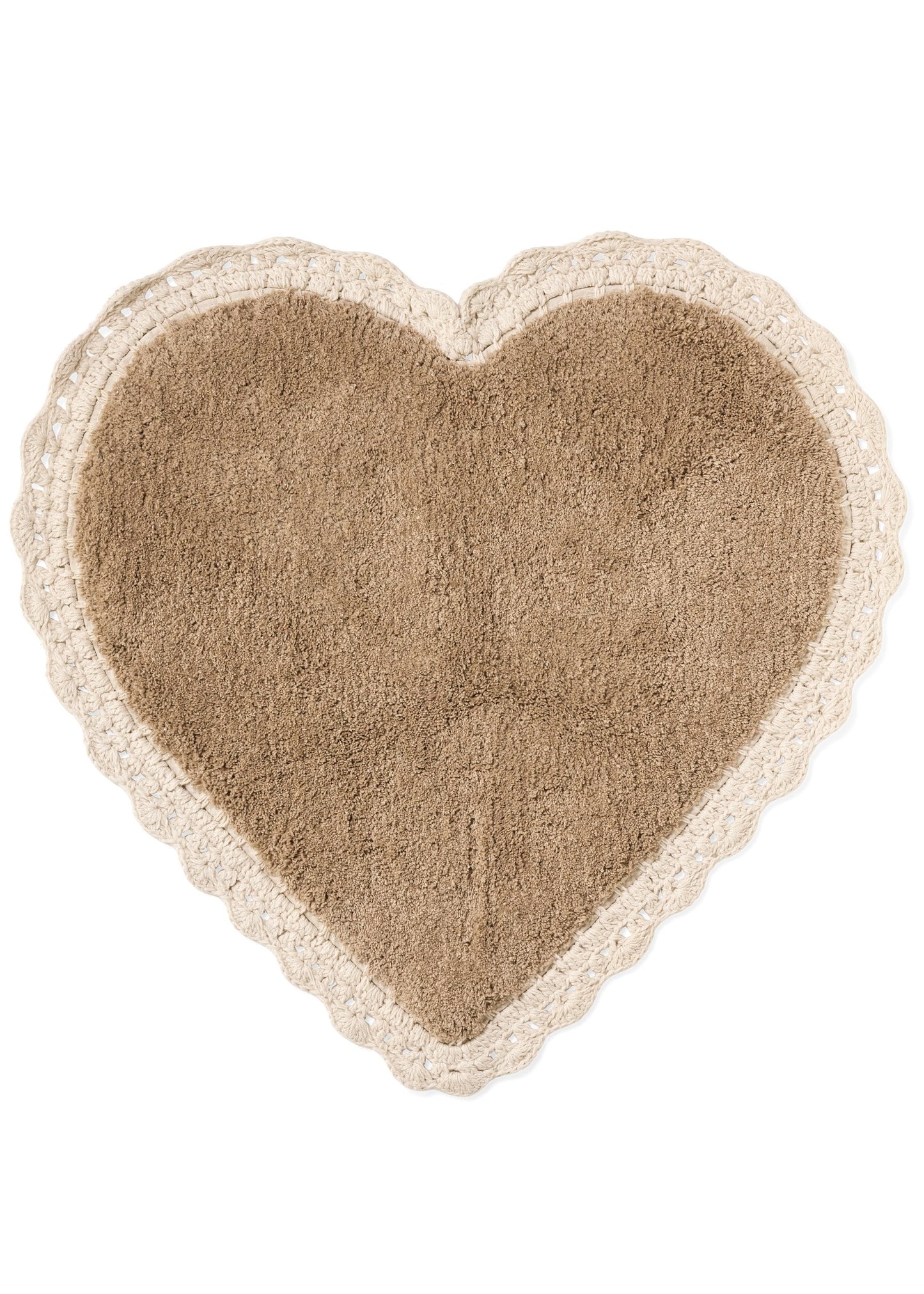 Bathmat - Heart Shaped with Lace - Natural