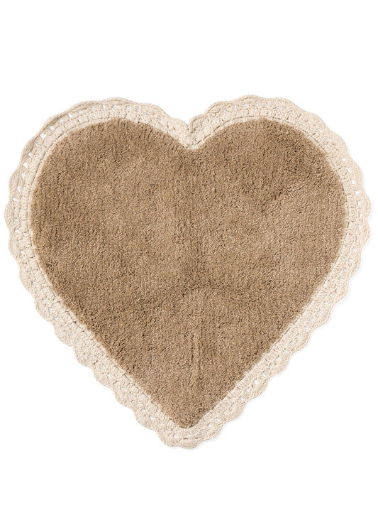 Bathmat - Heart Shaped with Lace - Natural