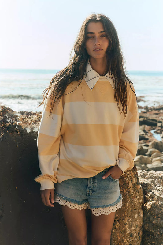 Free People Classic Striped Oversized Crewneck