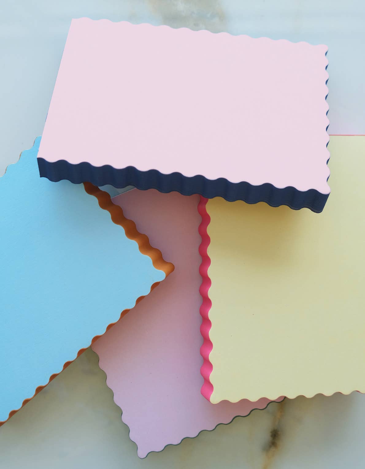 Notepad - Mini Wave Shaped | Citron + Hot Coral Edge