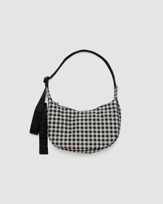 Crescent Bag - Small - Black & White Gingham
