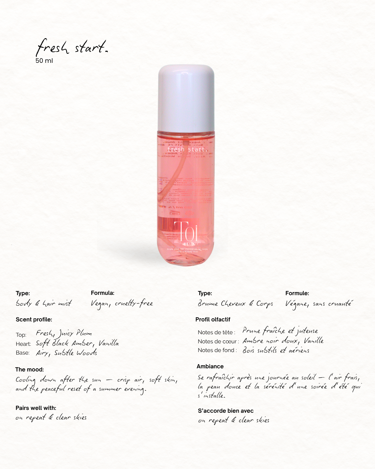 Hair and Body Spray Mist: Clear Skies / 50ml