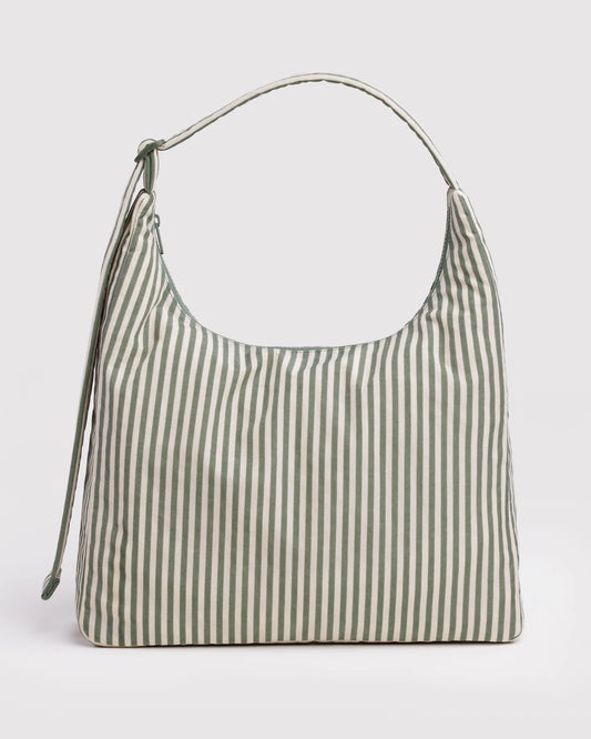 Nylon Shoulder Bag - Sage Stripe