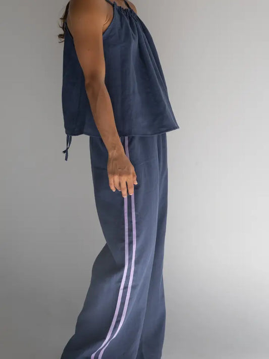 Locolinen Stripe pant | Navy