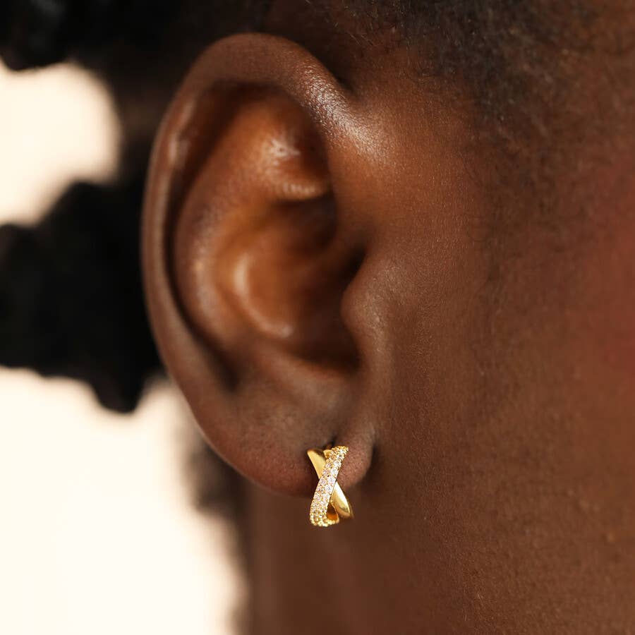Earrings- Crystal Twist Huggie Hoop