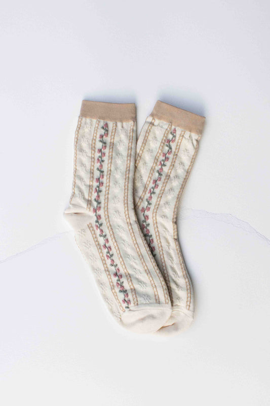 Stripe Floral - Cream/Beige