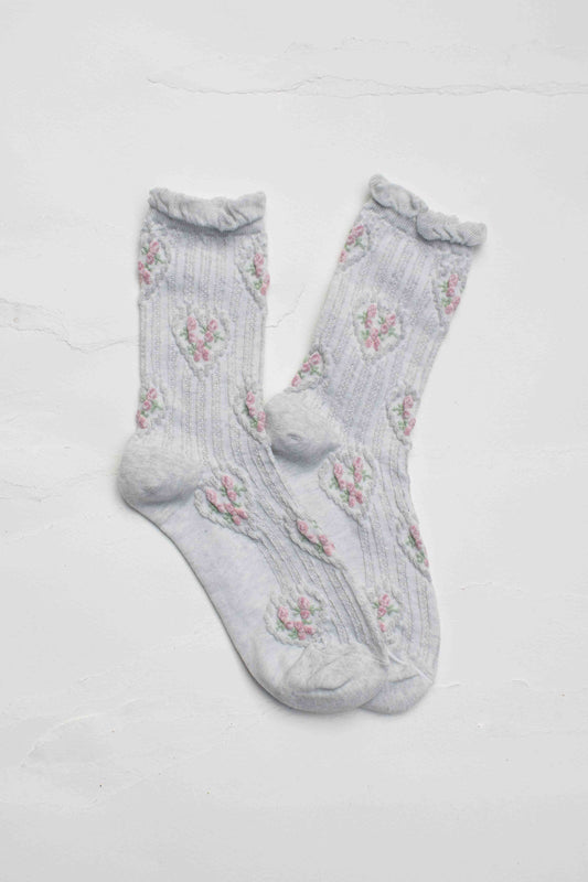 Floral Heart Crew - Grey