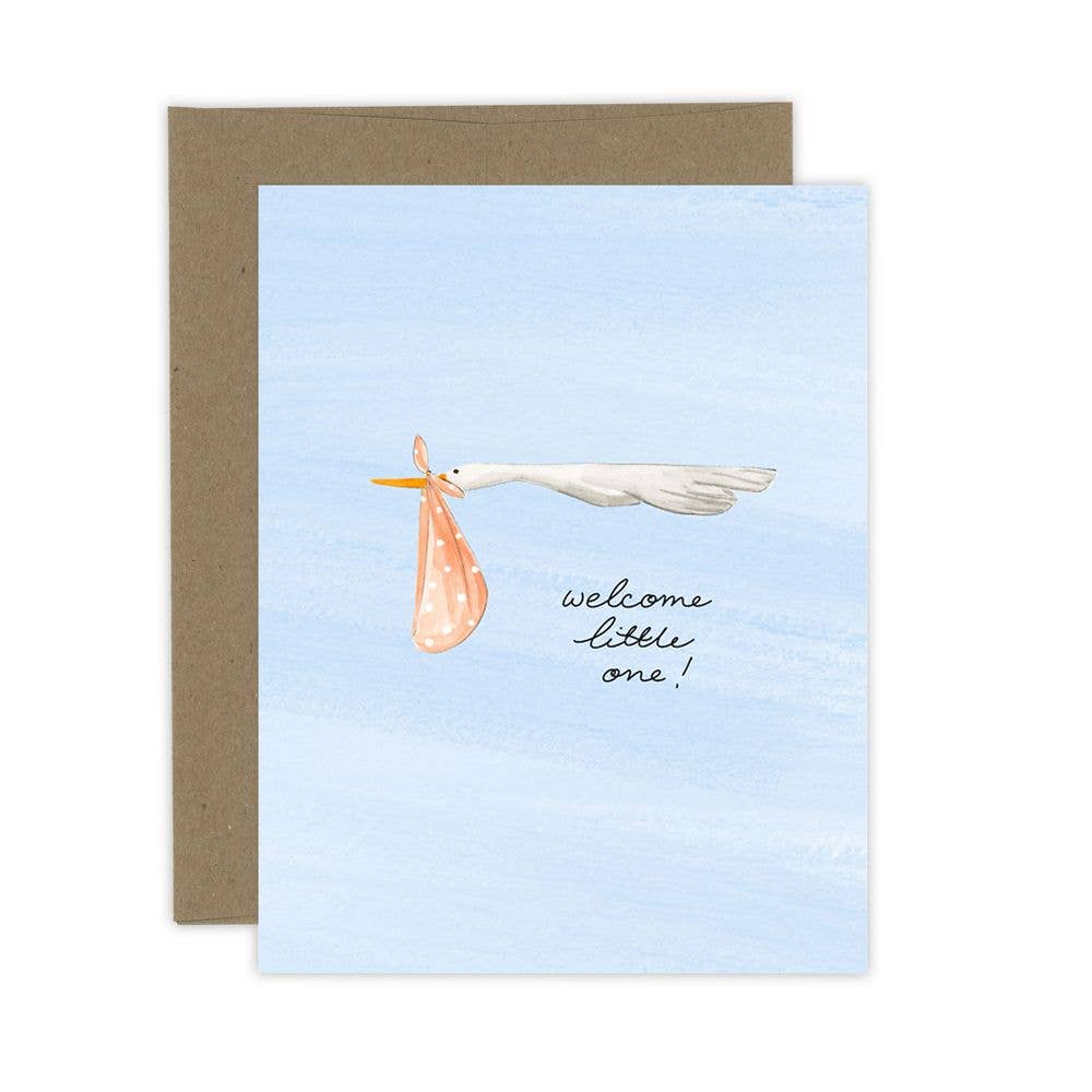 Welcome Little One Greeting Card | New Mom Baby Card: White