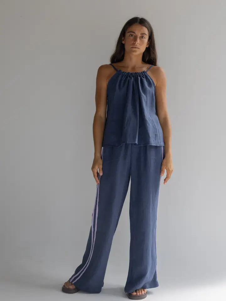 Locolinen Stripe pant | Navy
