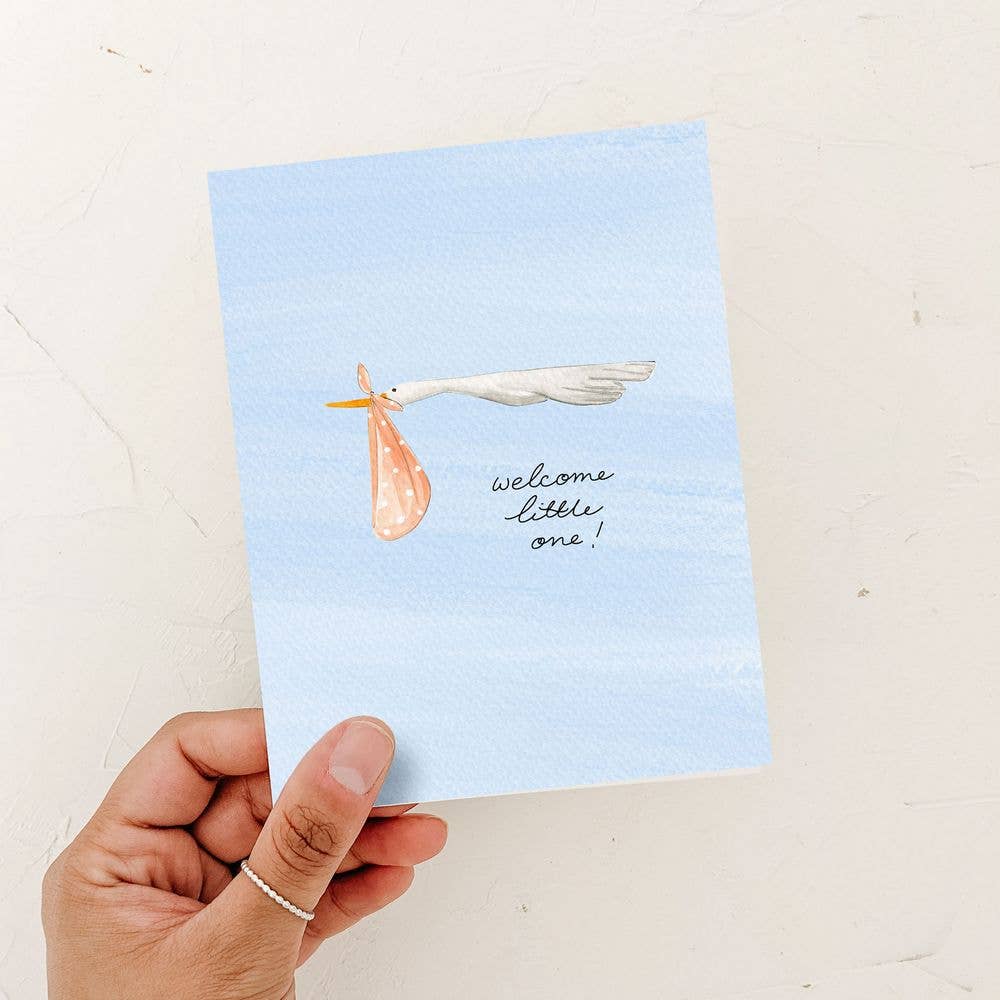 Welcome Little One Greeting Card | New Mom Baby Card: White