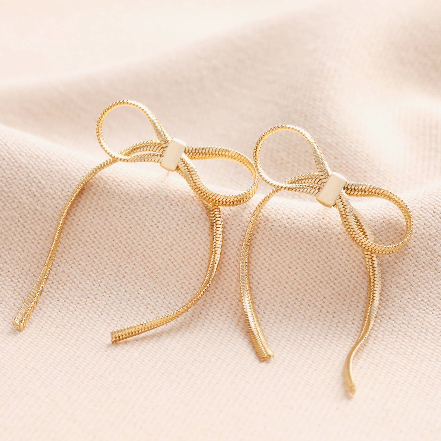 Earrings - Bow Snake Chain - Gold