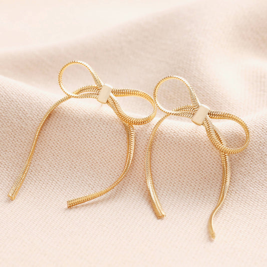 Earrings - Bow Snake Chain - Gold