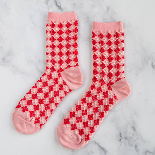 Winter Check Pattern - Pink/Red