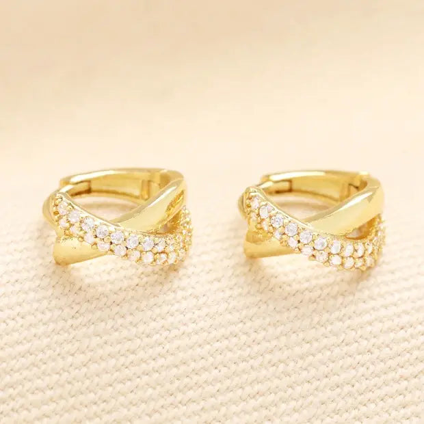 Earrings- Crystal Twist Huggie Hoop